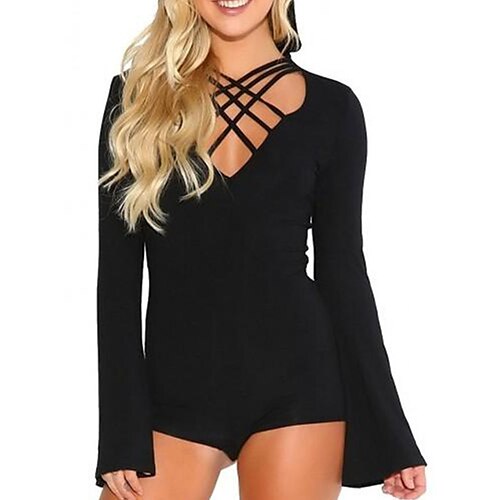 Mulheres Macacão Com Corte Côr Sólida Decote V Roupa de rua Rua Diário Normal Manga Longa Preto S M L Verão
Mulheres Macacão Com Corte Côr Sólida Decote V Roupa de rua Rua Diário Normal Manga Longa Preto S M L Verão