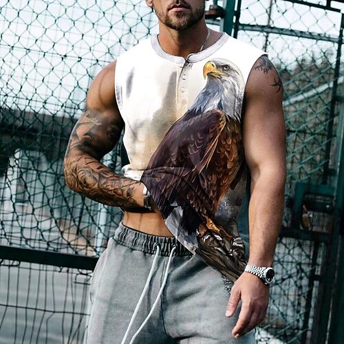 Herre Tanktop Henley-skjorte Vest Top Ærmeløs T-shirt til mænd Grafisk Dyr Ørn Henley Tøj 3D-udskrivning Daglig Sport Uden ærmer Trykt mønster Mode Designer Muskel
Herre Tanktop Henley-skjorte Vest Top Ærmeløs T-shirt til mænd Grafisk Dyr Ørn Henley Tøj 3D-udskrivning Daglig Sport Uden ærmer Trykt mønster Mode Designer Muskel