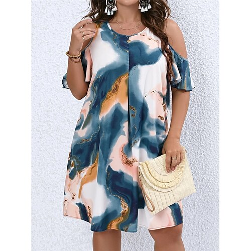 Dame Store størrelser Uformell kjole Gradert Marmorering Midikjole Kortermet Drapering Uthult V-hals Mote utendørs Blå Sommer Vår L XL XXL 3XL 4XL
Dame Store størrelser Uformell kjole Gradert Marmorering Midikjole Kortermet Drapering Uthult V-hals Mote utendørs Blå Sommer Vår L XL XXL 3XL 4XL