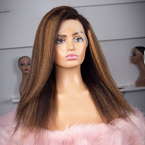 highlight kinky rett blonder frontal parykker italiensk yaki 134 menneskehår parykk pre-plukket ombre 4/27 brun blond farget blekede knuter med babyhår brasiliansk remy hår 150 % tetthet
highlight kinky rett blonder frontal parykker italiensk yaki 134 menneskehår parykk pre-plukket ombre 4/27 brun blond farget blekede knuter med babyhår brasiliansk remy hår 150 % tetthet