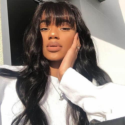 body wave parykker med pandehår menneskehår parykker til sorte kvinder ingen blonder front parykker 150% tæthed brasiliansk jomfruhår limfri maskine lavet paryk naturlig farve
body wave parykker med pandehår menneskehår parykker til sorte kvinder ingen blonder front parykker 150% tæthed brasiliansk jomfruhår limfri maskine lavet paryk naturlig farve