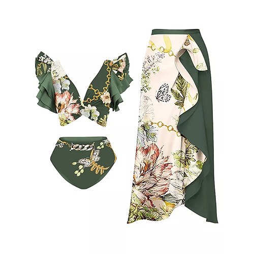 Dame Badetøy Bikini Tre stykker Normal Badedrakt Drapering 3 deler Blomstermønster Printer Grønn Polstret Stup Badedrakter ny Hawaiisk Sexy
Dame Badetøy Bikini Tre stykker Normal Badedrakt Drapering 3 deler Blomstermønster Printer Grønn Polstret Stup Badedrakter ny Hawaiisk Sexy