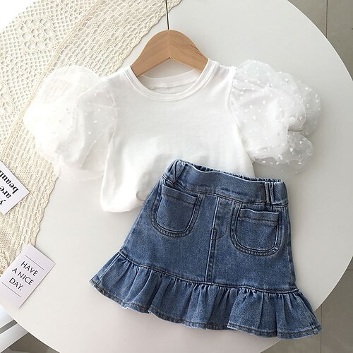 2 deler Baby Jente Helfarge Skjorte og shorts Sett Kortermet Daglig Avslappet 3-7 år Sommer Hvit
2 deler Baby Jente Helfarge Skjorte og shorts Sett Kortermet Daglig Avslappet 3-7 år Sommer Hvit