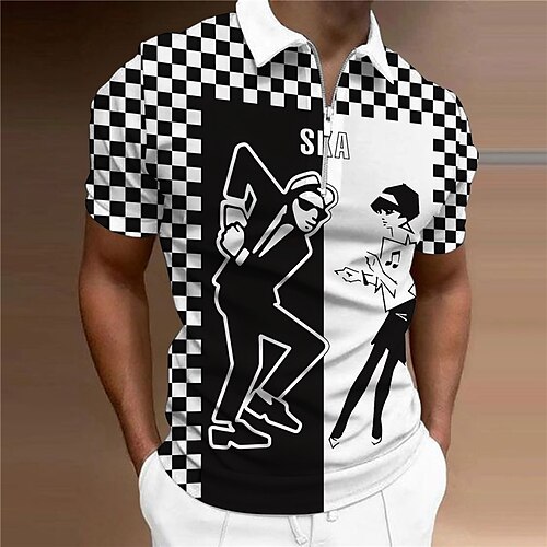 Herre Zip Polo POLO T-skjorte Golf skjorte Rutet Grafiske trykk Portrett Aftæpning Svart Hvit utendørs Gate Kort Erme Glidelås Trykt mønster Klær Mote Designer Fritid Pustende
Herre Zip Polo POLO T-skjorte Golf skjorte Rutet Grafiske trykk Portrett Aftæpning Svart Hvit utendørs Gate Kort Erme Glidelås Trykt mønster Klær Mote Designer Fritid Pustende