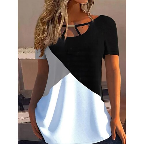 Mulheres Camiseta Preto Bloco de cor Imprimir Manga Curta Diário Final de semana Básico Decote Redondo Padrão S
Mulheres Camiseta Preto Bloco de cor Imprimir Manga Curta Diário Final de semana Básico Decote Redondo Padrão S