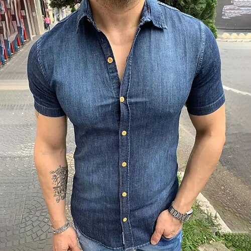 Herre Skjorte Jeans skjorte Button Up skjorte Sommer skjorte Denim Skjorte Blå Kortærmet Vanlig Aftæpning Daglig Ferierejse Tøj Mode Afslappet Bekvem
Herre Skjorte Jeans skjorte Button Up skjorte Sommer skjorte Denim Skjorte Blå Kortærmet Vanlig Aftæpning Daglig Ferierejse Tøj Mode Afslappet Bekvem
