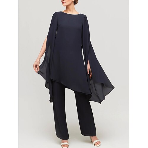 Todelt Kjole til brudens mor Enkel Elegant Øsehals Ankellengde Chiffon Langermet med Ensfarget 2023
Todelt Kjole til brudens mor Enkel Elegant Øsehals Ankellengde Chiffon Langermet med Ensfarget 2023