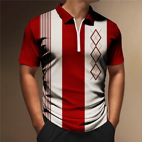 Herre Zip Polo POLO Trøje Golftrøje Stribet Grafiske tryk Geometri Aftæpning Vin Blå udendørs Gade Kort Ærme Lynlås Trykt mønster Tøj Mode Designer Afslappet Åndbart
Herre Zip Polo POLO Trøje Golftrøje Stribet Grafiske tryk Geometri Aftæpning Vin Blå udendørs Gade Kort Ærme Lynlås Trykt mønster Tøj Mode Designer Afslappet Åndbart