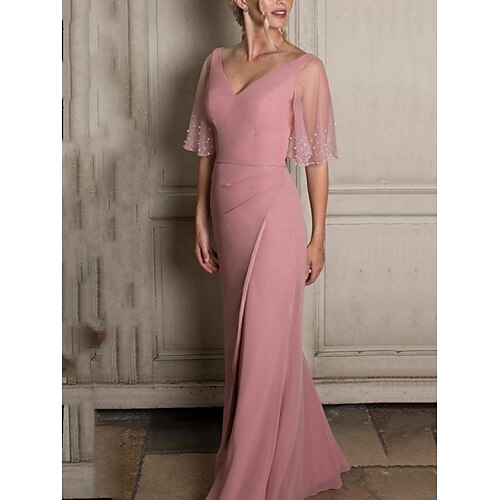 A tubino Abito da cerimonia per signora Invitati del matrimonio Festa Elegante Dolce A V Lungo Chiffon Mezza manica con Dettagli con perline Con ruche 2023
A tubino Abito da cerimonia per signora Invitati del matrimonio Festa Elegante Dolce A V Lungo Chiffon Mezza manica con Dettagli con perline Con ruche 2023