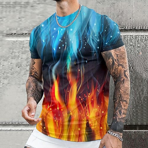Herre T skjorte Grafisk Fargeblokk Flamme Crew-hals Klær 3D-utskrift utendørs Daglig Kortermet Trykt mønster Mote Designer Årgang
Herre T skjorte Grafisk Fargeblokk Flamme Crew-hals Klær 3D-utskrift utendørs Daglig Kortermet Trykt mønster Mote Designer Årgang