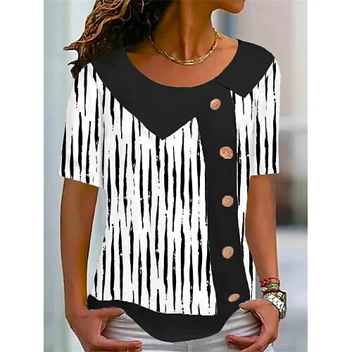 Chemise Chemisier Femme Noir Rayé Bouton Imprimer Manche Courte Casual basique Col Rond Normal Standard S
Chemise Chemisier Femme Noir Rayé Bouton Imprimer Manche Courte Casual basique Col Rond Normal Standard S