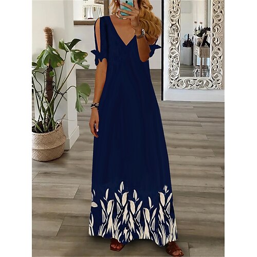 Dame Lang kjole Maxikjole Uformell kjole Kjole med A-linje Sommerkjole Blad Mote Moderne utendørs Daglig Ferie Kald skulder Trykt mønster Kortermet V-hals Kjole Normal Mørkeblå Sommer Vår S M L XL XXL
Dame Lang kjole Maxikjole Uformell kjole Kjole med A-linje Sommerkjole Blad Mote Moderne utendørs Daglig Ferie Kald skulder Trykt mønster Kortermet V-hals Kjole Normal Mørkeblå Sommer Vår S M L XL XXL