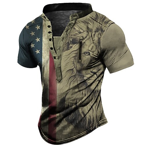 Per uomo Camicia Henley maglietta Pop art Animali Leone Bandiera Colletto alla coreana Abbigliamento Stampa 3D Esterno Giornaliero Manica corta Zip frontale Stampa Di tendenza Originale Informale
Per uomo Camicia Henley maglietta Pop art Animali Leone Bandiera Colletto alla coreana Abbigliamento Stampa 3D Esterno Giornaliero Manica corta Zip frontale Stampa Di tendenza Originale Informale