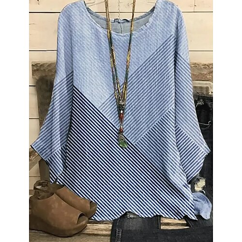 Mulheres Camisa Social Blusa Amarelo Rosa Azul Listrado Imprimir Manga Longa Casual Básico Decote Redondo Padrão S
Mulheres Camisa Social Blusa Amarelo Rosa Azul Listrado Imprimir Manga Longa Casual Básico Decote Redondo Padrão S