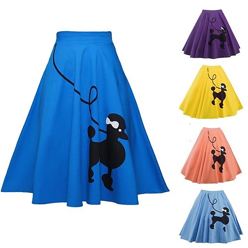 Falda de caniche de cintura alta con estampado de perro para mujer, faldas acampanadas con cremallera y pliegues sueltos vintage de los años 50
Falda de caniche de cintura alta con estampado de perro para mujer, faldas acampanadas con cremallera y pliegues sueltos vintage de los años 50