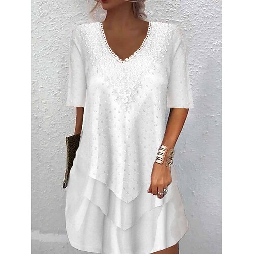 Dame Uformell kjole Chiffonkjoler Hvit kjole عادي Blonde Lapper V-hals Mini kjole Mote Grunnleggende utendørs Daglig Halvlange ermer Løstsittende Hvit Sommer Vår S M L XL XXL
Dame Uformell kjole Chiffonkjoler Hvit kjole عادي Blonde Lapper V-hals Mini kjole Mote Grunnleggende utendørs Daglig Halvlange ermer Løstsittende Hvit Sommer Vår S M L XL XXL