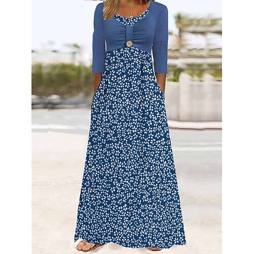 Dame Lang kjole Maxikjole Hverdagskjole A Linje Kjole Sommerkjole Blomstret Mode Moderne udendørs Daglig I-byen-tøj Knap Lomme 3/4-ærmer Rund hals Kjole Regulær Blå Sommer Forår S M L XL XXL
Dame Lang kjole Maxikjole Hverdagskjole A Linje Kjole Sommerkjole Blomstret Mode Moderne udendørs Daglig I-byen-tøj Knap Lomme 3/4-ærmer Rund hals Kjole Regulær Blå Sommer Forår S M L XL XXL