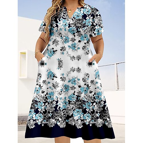 Dame Plusstørrelser Hverdagskjole A Linje Kjole Blomstret Midikjole Kortærmet Trykt mønster V-hals Elegant Daglig Sort Blå Sommer L XL XXL 3XL 4XL
Dame Plusstørrelser Hverdagskjole A Linje Kjole Blomstret Midikjole Kortærmet Trykt mønster V-hals Elegant Daglig Sort Blå Sommer L XL XXL 3XL 4XL