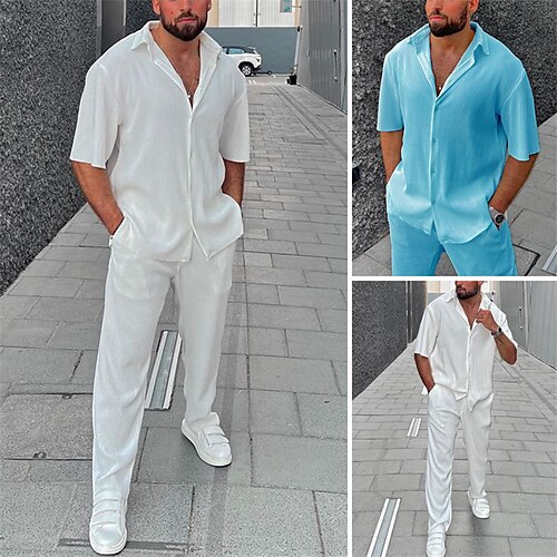 Per uomo Camicia Camicia con bottoni Camicia estiva Completo di camicia Maglietta informale Bianco Blu Manica corta Liscio Bavero Giornaliero Da mare 2 pezzi Abbigliamento Di tendenza Informale Comodo
Per uomo Camicia Camicia con bottoni Camicia estiva Completo di camicia Maglietta informale Bianco Blu Manica corta Liscio Bavero Giornaliero Da mare 2 pezzi Abbigliamento Di tendenza Informale Comodo