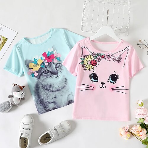 Barn Jente T skjorte Katt Avslappet Kortermet Crewneck Aktiv Bomull 7-13 år Vår Rosa Rød Lyseblå
Barn Jente T skjorte Katt Avslappet Kortermet Crewneck Aktiv Bomull 7-13 år Vår Rosa Rød Lyseblå