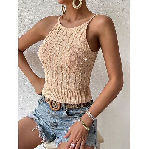 Mulheres Colete de moletom Saltador Cabo Tricotar Cropped Contas Côr Sólida Com Alças à moda Macia Casa Feriado Verão Primavera Preto Rosa S M L
Mulheres Colete de moletom Saltador Cabo Tricotar Cropped Contas Côr Sólida Com Alças à moda Macia Casa Feriado Verão Primavera Preto Rosa S M L