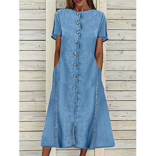 Dame Denimkjoler Hverdagskjole Midikjole Denimstof Basale Moderne udendørs Daglig Rund hals Knap Lomme Kortærmet Sommer Forår 2023 Regulær Blå Vanlig S M L XL 2XL
Dame Denimkjoler Hverdagskjole Midikjole Denimstof Basale Moderne udendørs Daglig Rund hals Knap Lomme Kortærmet Sommer Forår 2023 Regulær Blå Vanlig S M L XL 2XL