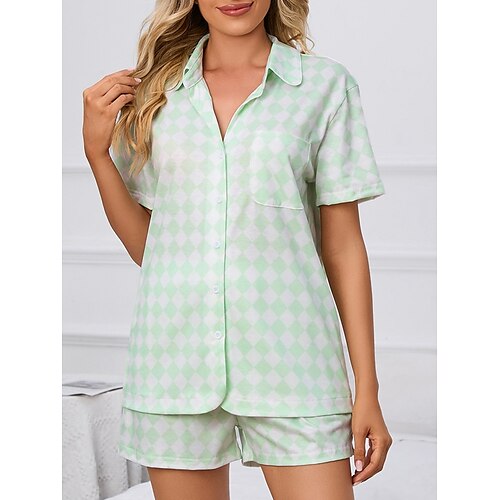 Per donna Pigiami Top e pantalone del pigiama Completi Griglia / Scacchi Di tendenza Informale Morbido Interni Giornaliero Da letto Poliestere Traspirante Bavero Manica corta Camicia Pantaloncini
Per donna Pigiami Top e pantalone del pigiama Completi Griglia / Scacchi Di tendenza Informale Morbido Interni Giornaliero Da letto Poliestere Traspirante Bavero Manica corta Camicia Pantaloncini