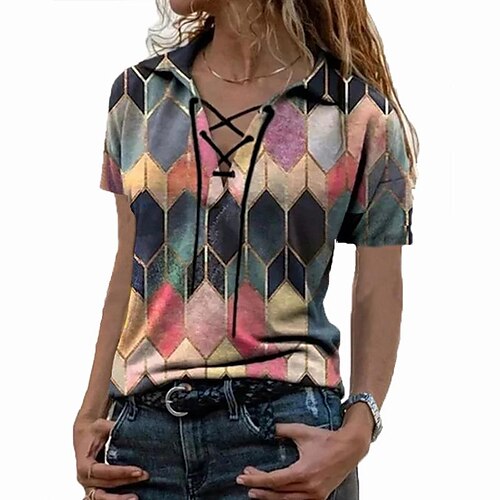 Chemise Chemisier Femme Rose Claire Bleu Violet Géométrique Lacet Imprimer Manche Courte Casual basique Col de Chemise Normal Standard Géométrique S
Chemise Chemisier Femme Rose Claire Bleu Violet Géométrique Lacet Imprimer Manche Courte Casual basique Col de Chemise Normal Standard Géométrique S