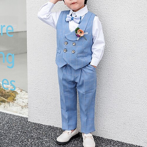 4 Dele Børn Drenge Trøje & Bukser Outfit Ternet Langærmet Sæt Afslappet Mode Basale Sommer Forår 7-13 år Blå
4 Dele Børn Drenge Trøje & Bukser Outfit Ternet Langærmet Sæt Afslappet Mode Basale Sommer Forår 7-13 år Blå