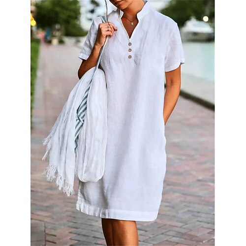 Per donna Abito in cotone e lino Abito casual Vestito a trapezio Vestito longuette Misto cotone Di tendenza Essenziale Esterno Giornaliero Collo diviso Pulsante Tasche Manica corta Estate Primavera
Per donna Abito in cotone e lino Abito casual Vestito a trapezio Vestito longuette Misto cotone Di tendenza Essenziale Esterno Giornaliero Collo diviso Pulsante Tasche Manica corta Estate Primavera