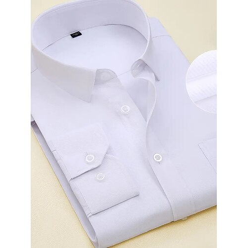 

Men's Dress Shirt Non-Iron Shirt White Light Blue Long Sleeve Plain Square Neck Spring & Fall Wedding Outdoor Clothing Apparel Button-Down