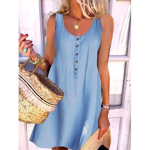 Dame Hverdagskjole Denim Overall Pinafore Kjole Mini kjole Denimstof Basale Moderne udendørs Daglig U-hals Knap Uden ærmer Sommer Forår 2023 Regulær Blå Vanlig S M L XL 2XL
Dame Hverdagskjole Denim Overall Pinafore Kjole Mini kjole Denimstof Basale Moderne udendørs Daglig U-hals Knap Uden ærmer Sommer Forår 2023 Regulær Blå Vanlig S M L XL 2XL