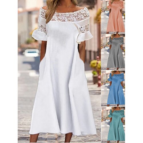 Dame Uformell kjole Blonde kjole Kjole med A-linje عادي Drapering Lapper Løse skuldre Midikjole Mote Gatemote utendørs Daglig Kortermet Løstsittende Hvit Rosa Kongeblå Sommer Vår S M L XL XXL
Dame Uformell kjole Blonde kjole Kjole med A-linje عادي Drapering Lapper Løse skuldre Midikjole Mote Gatemote utendørs Daglig Kortermet Løstsittende Hvit Rosa Kongeblå Sommer Vår S M L XL XXL