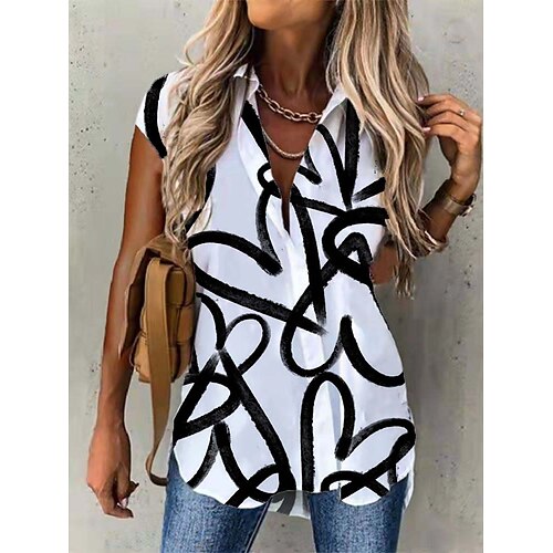 Mujer Camisa Blusa Negro Blanco Azul Marino Graphic Botón Estampado Manga Corta Casual Básico Cuello Camisero Regular S
Mujer Camisa Blusa Negro Blanco Azul Marino Graphic Botón Estampado Manga Corta Casual Básico Cuello Camisero Regular S