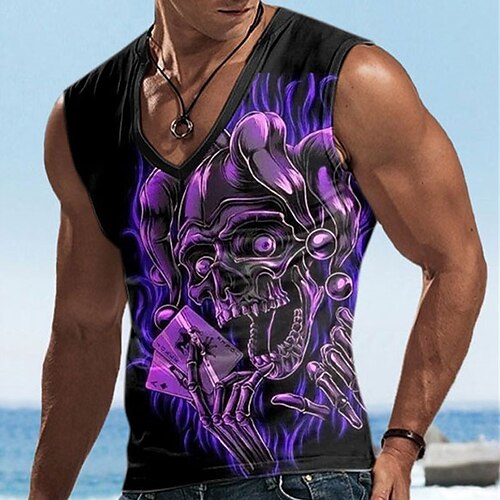 Herre Vest topp Ermeløs T-skjorte for menn Grafisk Hodeskaller V-hals Klær 3D-utskrift Sport Løp Ermeløs 3D-utskrift Designer Fritid Muskel
Herre Vest topp Ermeløs T-skjorte for menn Grafisk Hodeskaller V-hals Klær 3D-utskrift Sport Løp Ermeløs 3D-utskrift Designer Fritid Muskel