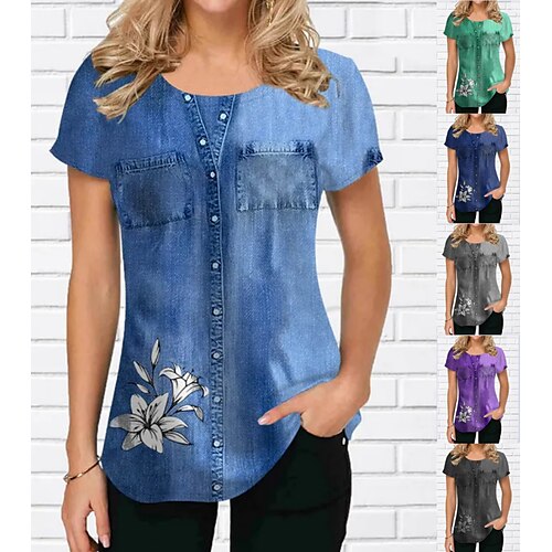 Damen Hemd Bluse Schwarz Marineblau Blau Blumen Bedruckt Kurzarm Casual Festtage Basic Rundhalsausschnitt Standard Blume S
Damen Hemd Bluse Schwarz Marineblau Blau Blumen Bedruckt Kurzarm Casual Festtage Basic Rundhalsausschnitt Standard Blume S
