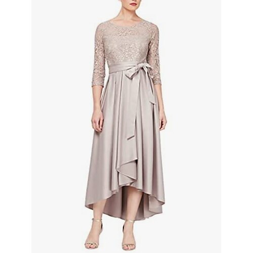 Linjeform Kjole til brudens mor Bryllupsgjest Elegant Petit Øsehals Asymmetrisk Ankellengde Taft 3/4 ermer med Sløyfe(r) Plissert 2023
Linjeform Kjole til brudens mor Bryllupsgjest Elegant Petit Øsehals Asymmetrisk Ankellengde Taft 3/4 ermer med Sløyfe(r) Plissert 2023