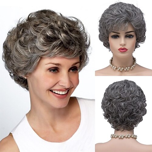 Parrucca capelli sintetici ricci corti da donna, capelli sintetici, parrucca da vecchia signora, regali per la nonna
Parrucca capelli sintetici ricci corti da donna, capelli sintetici, parrucca da vecchia signora, regali per la nonna