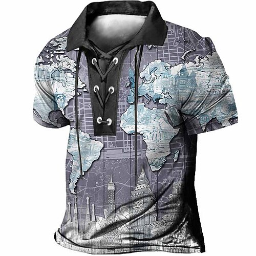 Herre POLO T-skjorte Golf skjorte Kart Grafiske trykk Årgang Aftæpning Blå Lilla Grå utendørs Gate Kortermet Snorer Trykt mønster Klær Sport Mote Gatemote Designer
Herre POLO T-skjorte Golf skjorte Kart Grafiske trykk Årgang Aftæpning Blå Lilla Grå utendørs Gate Kortermet Snorer Trykt mønster Klær Sport Mote Gatemote Designer