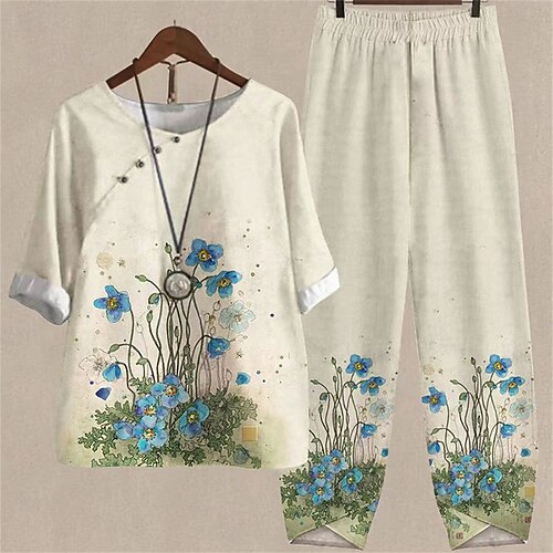 Per donna Plus Size loungewear Completi 2 pezzi Fiore decorativo Di tendenza Informale Comoda Strada Appuntamento Aeroporto Poliestere Traspirante Girocollo Manica lunga Pantalone Pulsante Estate
Per donna Plus Size loungewear Completi 2 pezzi Fiore decorativo Di tendenza Informale Comoda Strada Appuntamento Aeroporto Poliestere Traspirante Girocollo Manica lunga Pantalone Pulsante Estate