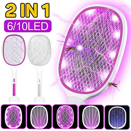 

3000V Electric Flies Swatter Killer with UV Light USB Rechargeable LED Lamp Summer Mosquito Trap Racket Anti Insect Bug Zapper