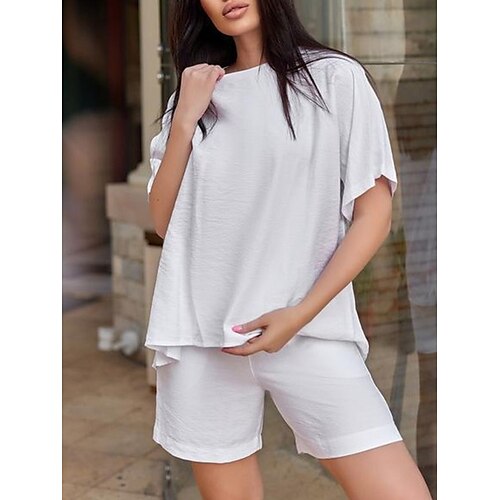 Dame Loungewear Sæt Ren farve Mode Enkel Afslappet Gade Daglig Stævnemøde Polyester Åndbart Rund hals Kortærmet T-shirt Shorts Lomme Sommer Forår Sort Hvid
Dame Loungewear Sæt Ren farve Mode Enkel Afslappet Gade Daglig Stævnemøde Polyester Åndbart Rund hals Kortærmet T-shirt Shorts Lomme Sommer Forår Sort Hvid