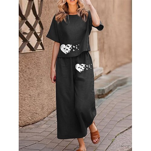 Per donna Pigiami Top e pantalone del pigiama Completi Farfalla Con cuori Di tendenza Informale Morbido Interni Giornaliero Da letto Cotone Traspirante Girocollo Mezza manica maglietta Pantalone
Per donna Pigiami Top e pantalone del pigiama Completi Farfalla Con cuori Di tendenza Informale Morbido Interni Giornaliero Da letto Cotone Traspirante Girocollo Mezza manica maglietta Pantalone