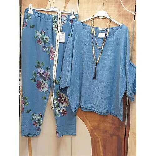 Per donna Plus Size loungewear Completi 2 pezzi Fiore decorativo Di tendenza Informale Comoda Strada Appuntamento Aeroporto Poliestere Traspirante Girocollo Manica lunga Pantalone Estate Primavera Blu
Per donna Plus Size loungewear Completi 2 pezzi Fiore decorativo Di tendenza Informale Comoda Strada Appuntamento Aeroporto Poliestere Traspirante Girocollo Manica lunga Pantalone Estate Primavera Blu