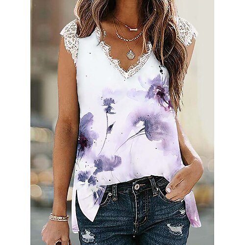 Mulheres Malha Íntima Branco Azul Verde Gráfico Floral Renda Imprimir Sem Manga Casual Feriado Básico Decote V Padrão Tema Flores S
Mulheres Malha Íntima Branco Azul Verde Gráfico Floral Renda Imprimir Sem Manga Casual Feriado Básico Decote V Padrão Tema Flores S