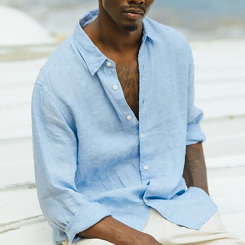 Herre linned skjorte Button Up skjorte Sommer skjorte Casual skjorte Strandtrøje Lys Himmelblå Langærmet Vanlig Tab-krave Forår sommer Afslappet Daglig Tøj
Herre linned skjorte Button Up skjorte Sommer skjorte Casual skjorte Strandtrøje Lys Himmelblå Langærmet Vanlig Tab-krave Forår sommer Afslappet Daglig Tøj