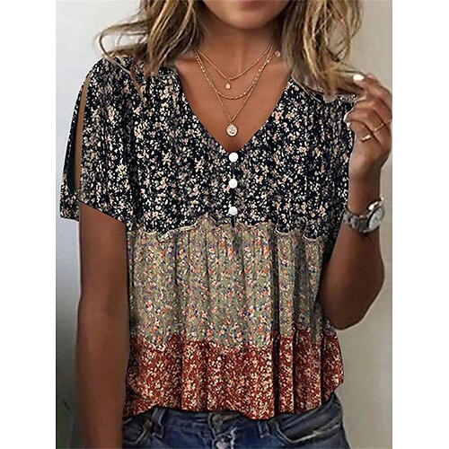 Damen T Shirt Schwarz Blumen Taste Ausgeschnitten Kurzarm Festtage Wochenende Basic V Ausschnitt Standard Blume Farbe S
Damen T Shirt Schwarz Blumen Taste Ausgeschnitten Kurzarm Festtage Wochenende Basic V Ausschnitt Standard Blume Farbe S