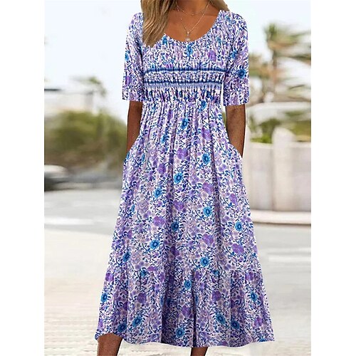 Dame Uformell kjole Floral kjole Sommerkjole Blomstret Rynket Lomme Crew-hals Midikjole Aktiv Mote utendørs Daglig Kortermet Normal Lilla Sommer Vår S M L XL XXL
Dame Uformell kjole Floral kjole Sommerkjole Blomstret Rynket Lomme Crew-hals Midikjole Aktiv Mote utendørs Daglig Kortermet Normal Lilla Sommer Vår S M L XL XXL