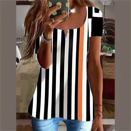 T shirt Tee Femme Noir Rose Claire Bleu Roi Floral Rayé Imprimer Manche Courte du quotidien Fin de semaine Tuniques basique Col V Normal Standard Fleur Peinture S
T shirt Tee Femme Noir Rose Claire Bleu Roi Floral Rayé Imprimer Manche Courte du quotidien Fin de semaine Tuniques basique Col V Normal Standard Fleur Peinture S