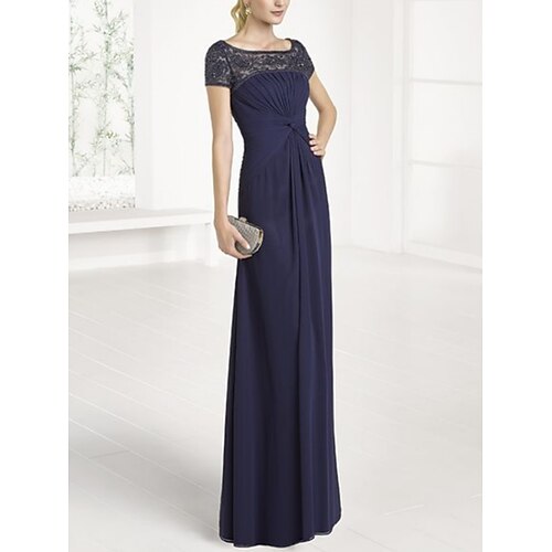 Linjeform Kjole til brudens mor Formell Fest Årgang Elegant Øsehals Gulvlengde Chiffon Blonder Kortermet med Ruchiing 2023
Linjeform Kjole til brudens mor Formell Fest Årgang Elegant Øsehals Gulvlengde Chiffon Blonder Kortermet med Ruchiing 2023